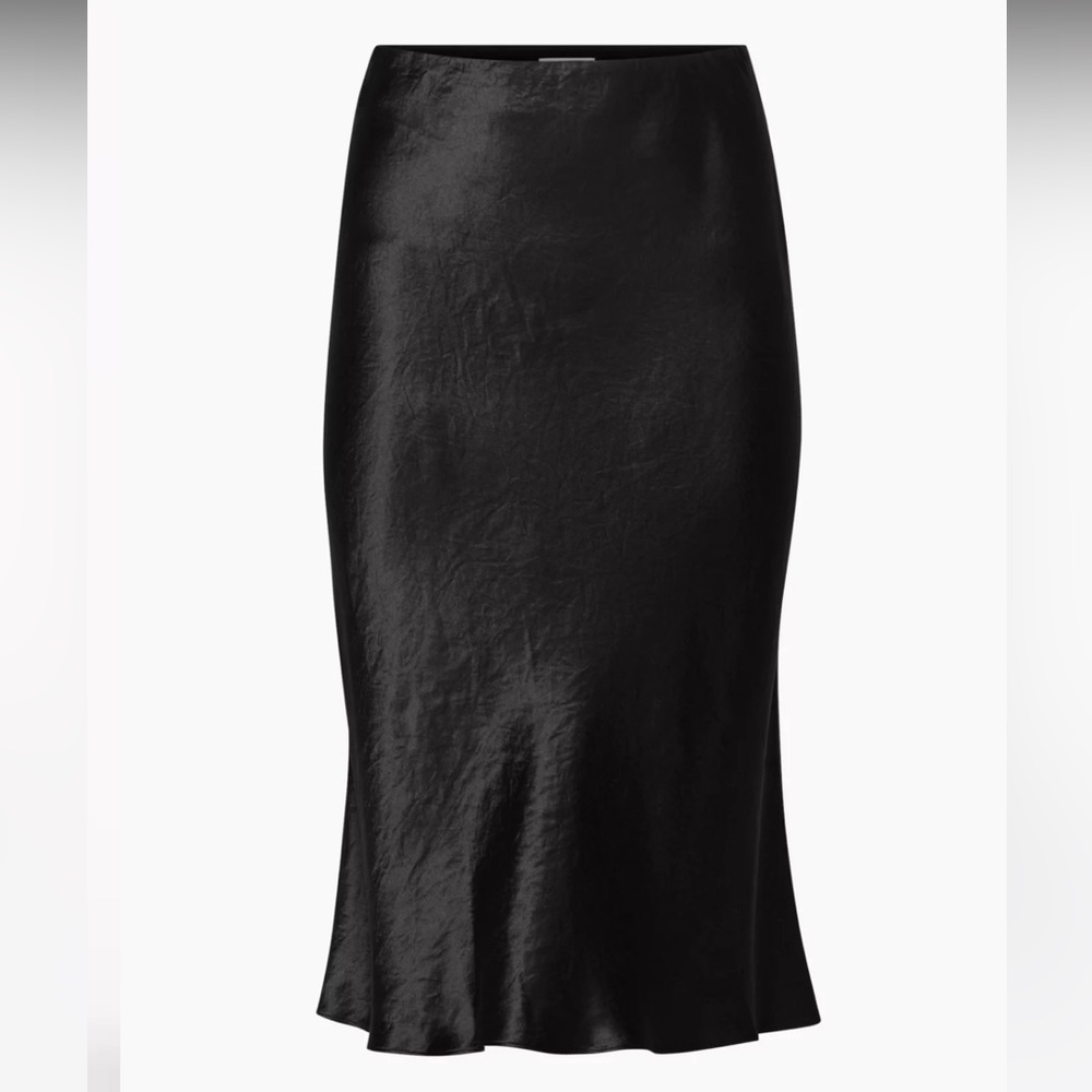 Black Aritzia silk midi skirt